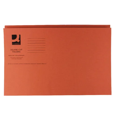 Q-Connect Square Cut Folder Mediumweight 250gsm Foolscap Orange (Pack of 100)