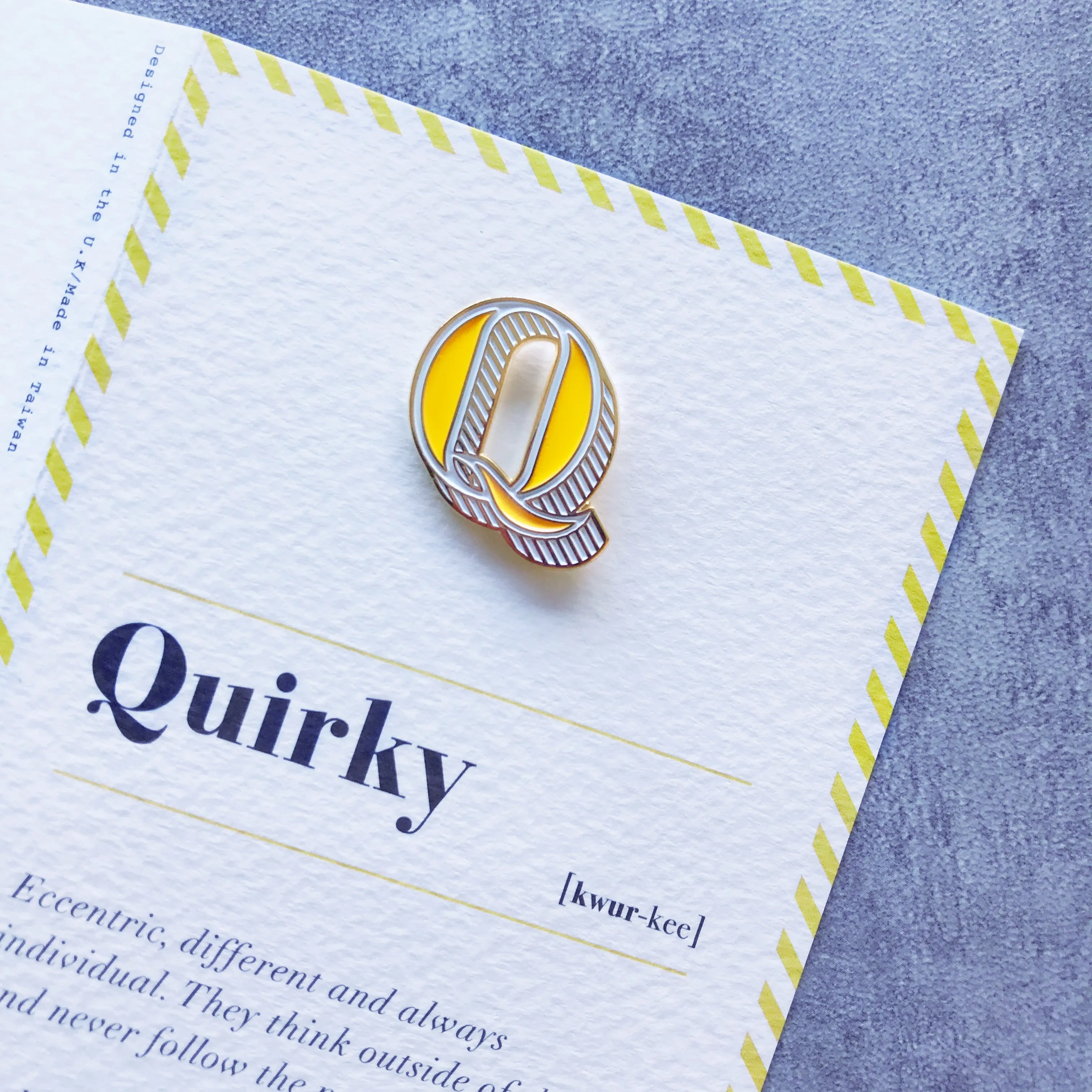 Q/Quirky Pin Badge and Card