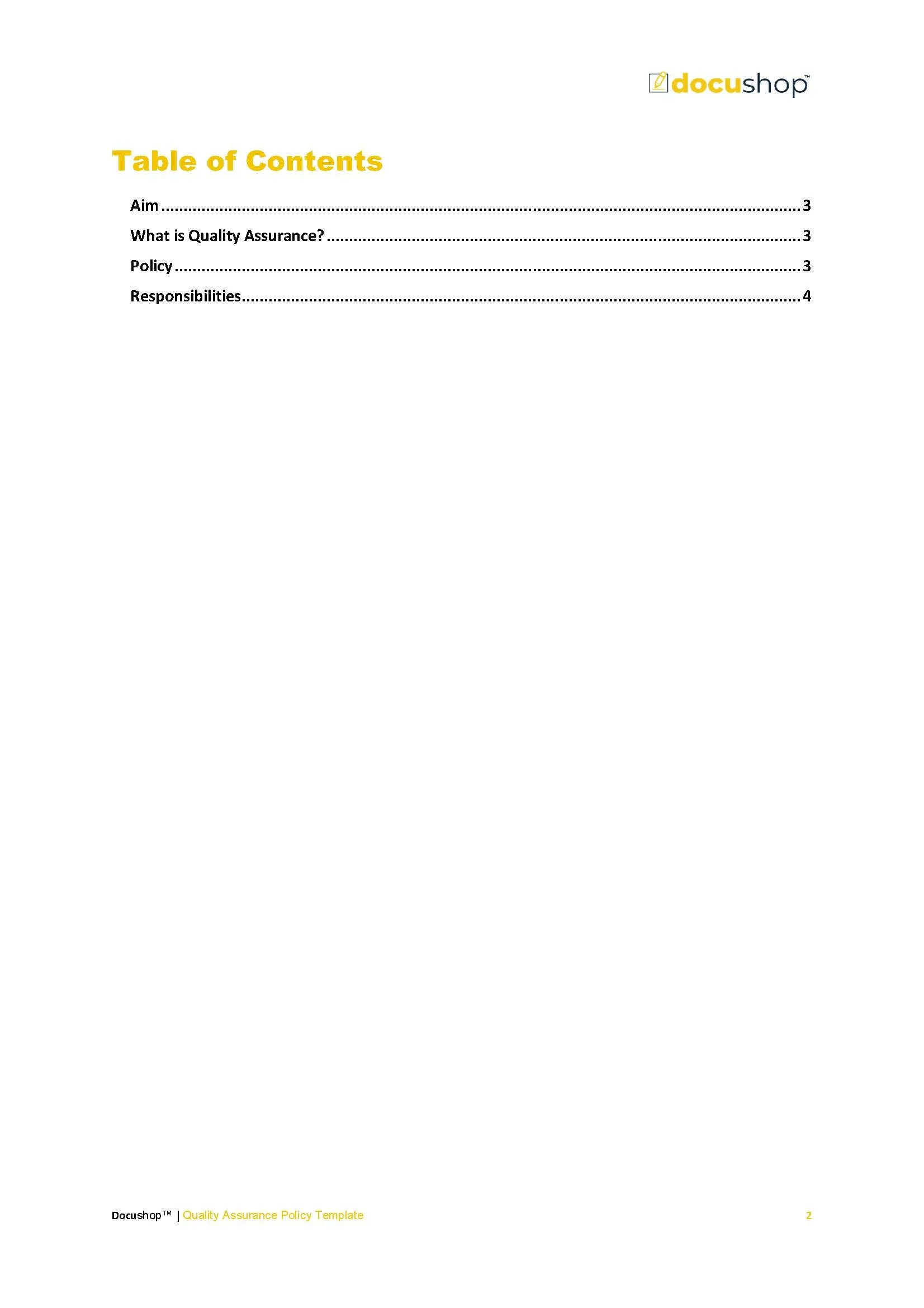 Quality Assurance Policy Template