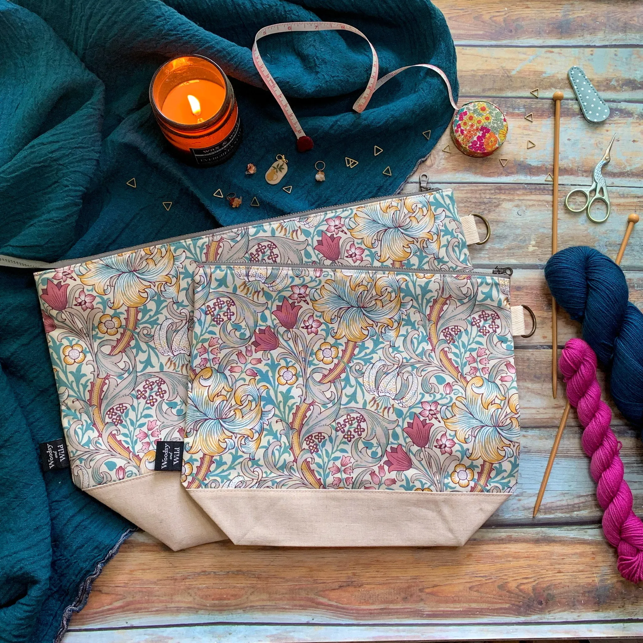 "Morris & Co Golden Lily"- Knitting Project Bag- Ready to Ship