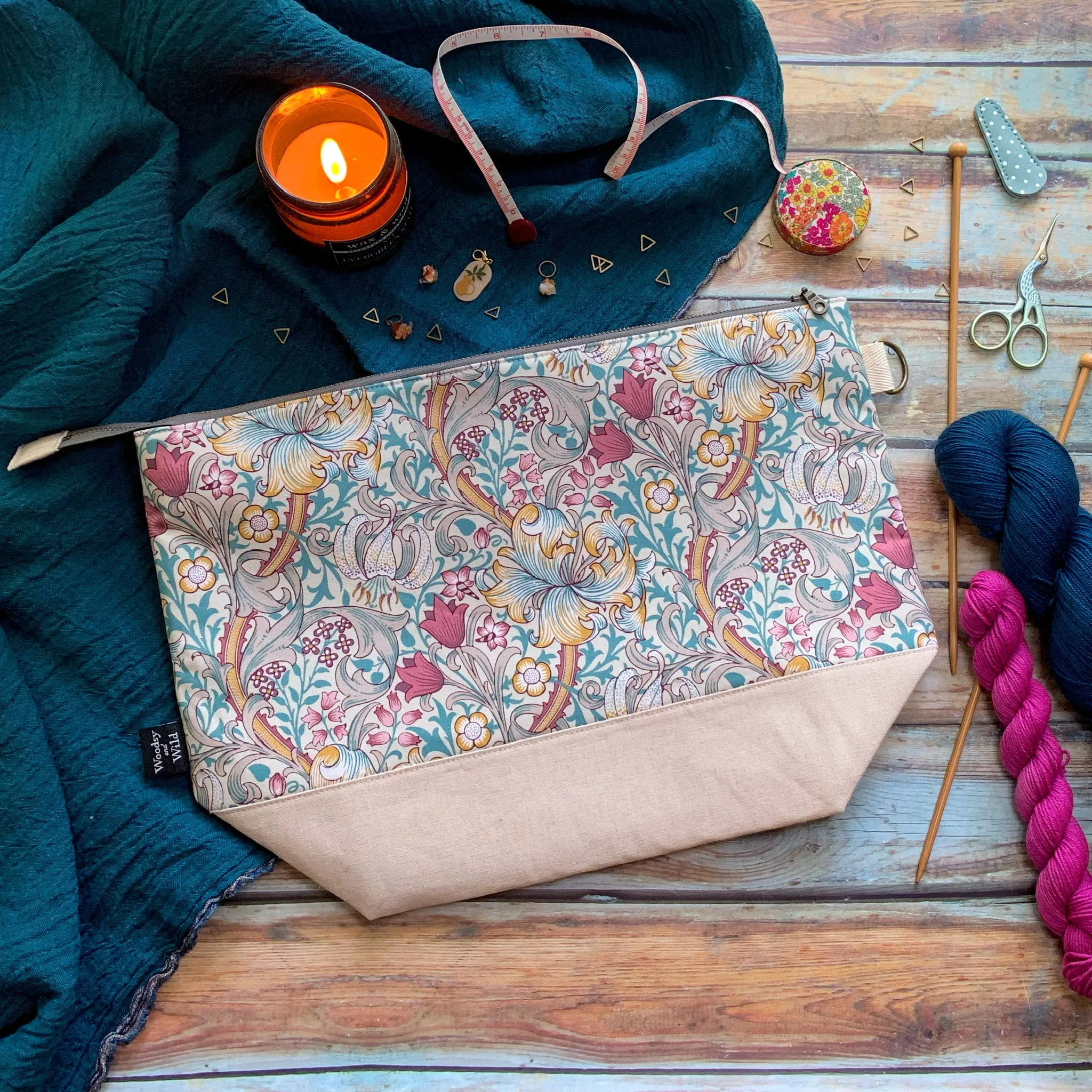 "Morris & Co Golden Lily"- Knitting Project Bag- Ready to Ship