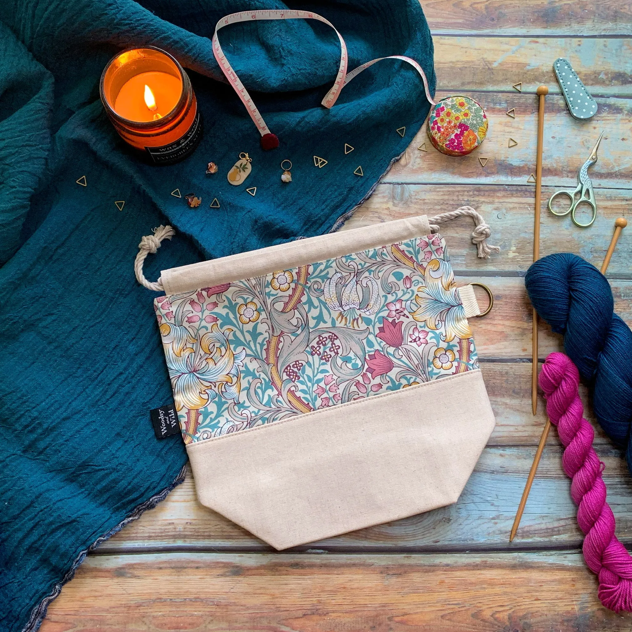 "Morris & Co Golden Lily"- Knitting Project Bag- Ready to Ship