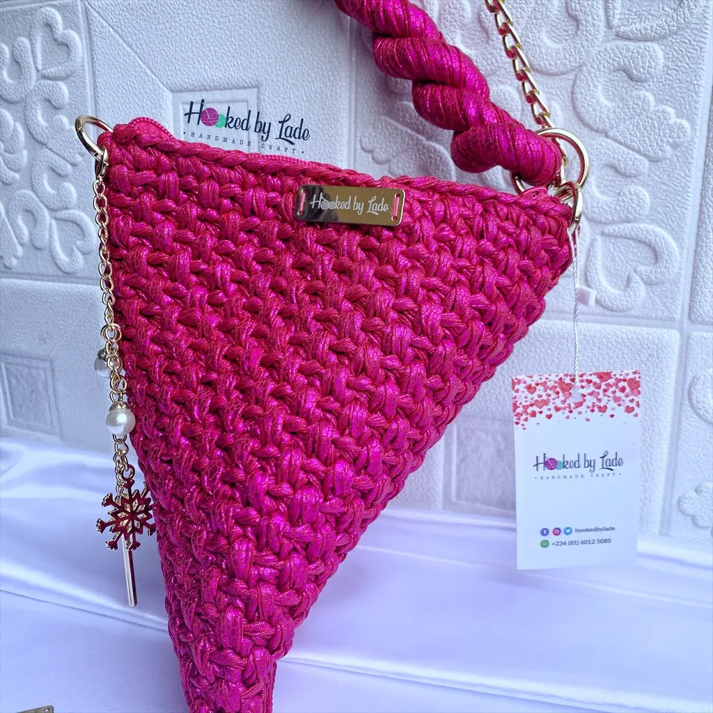 "Pink Print" Pyramid Crochet Bag