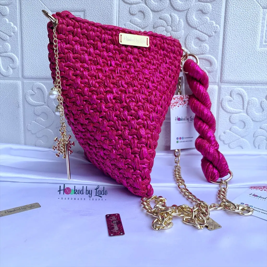 "Pink Print" Pyramid Crochet Bag