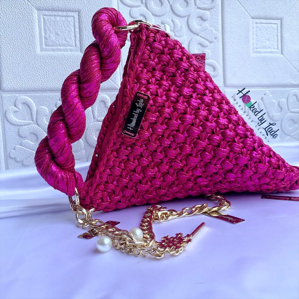 "Pink Print" Pyramid Crochet Bag