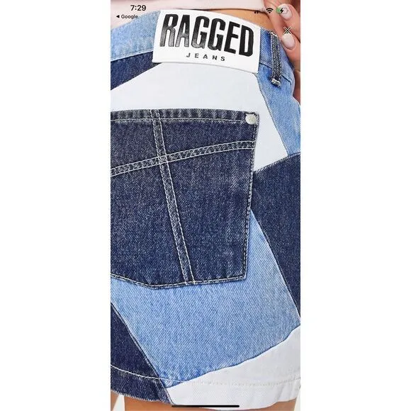 Ragged - Priest micro denim Y2K mini skirt in patchwork denim