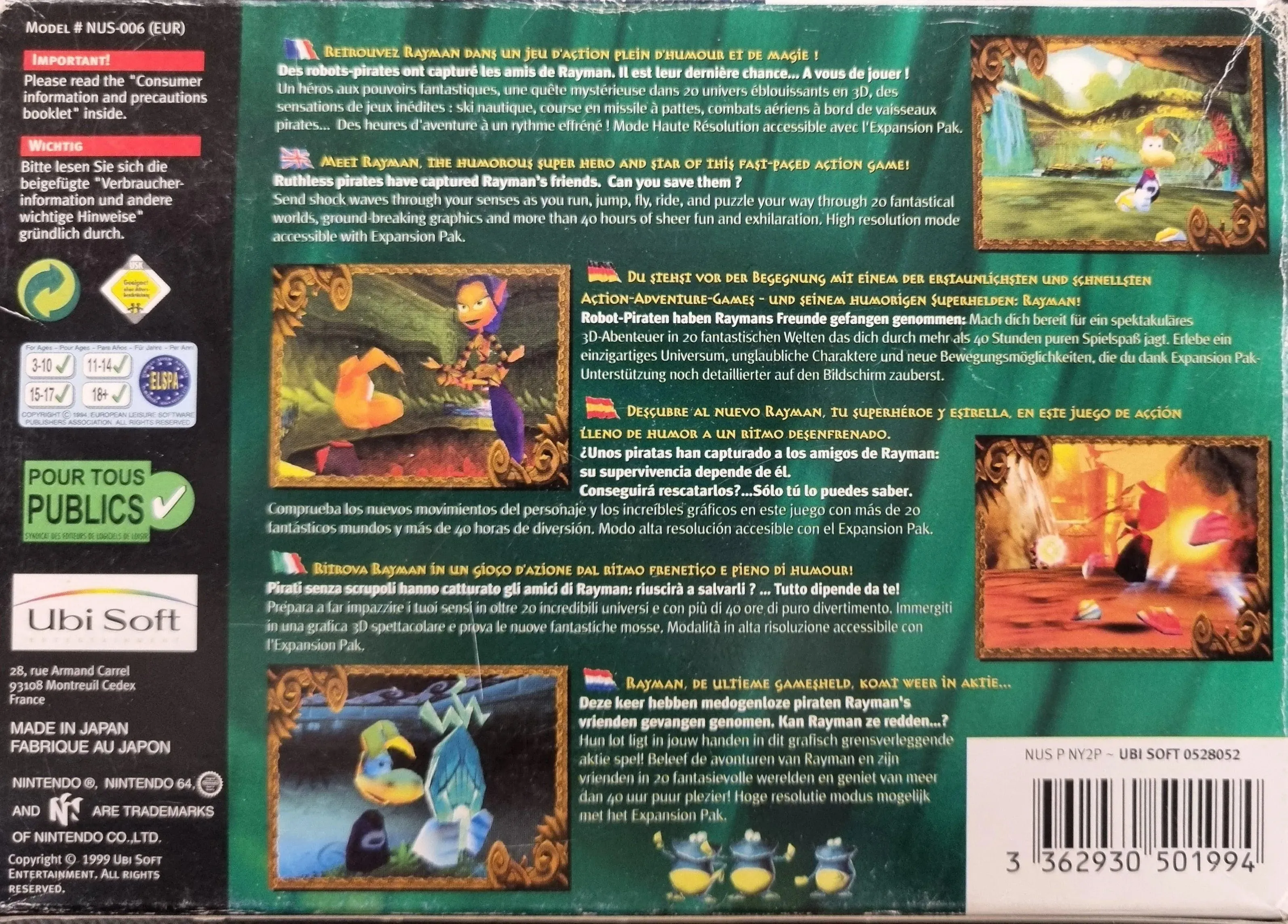 Rayman 2 i æske (Kosmetiske fejl)