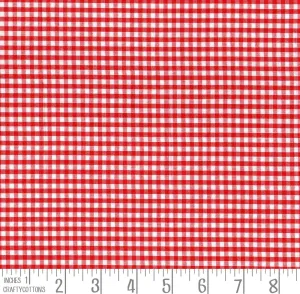Red Gingham Polycotton 1/8" Checked Fabric Select Size 112cm Wide
