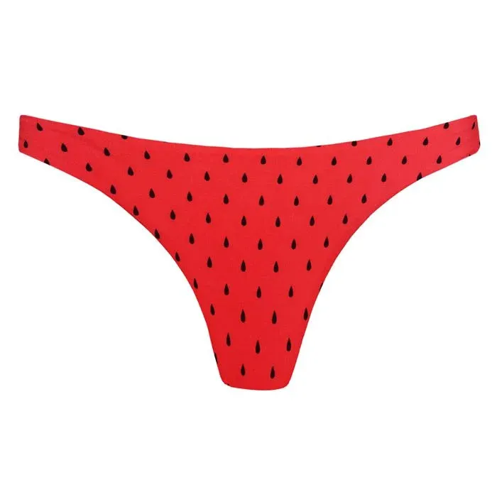Red Watermelon Brazilian Classic Thong Bikini Bottom
