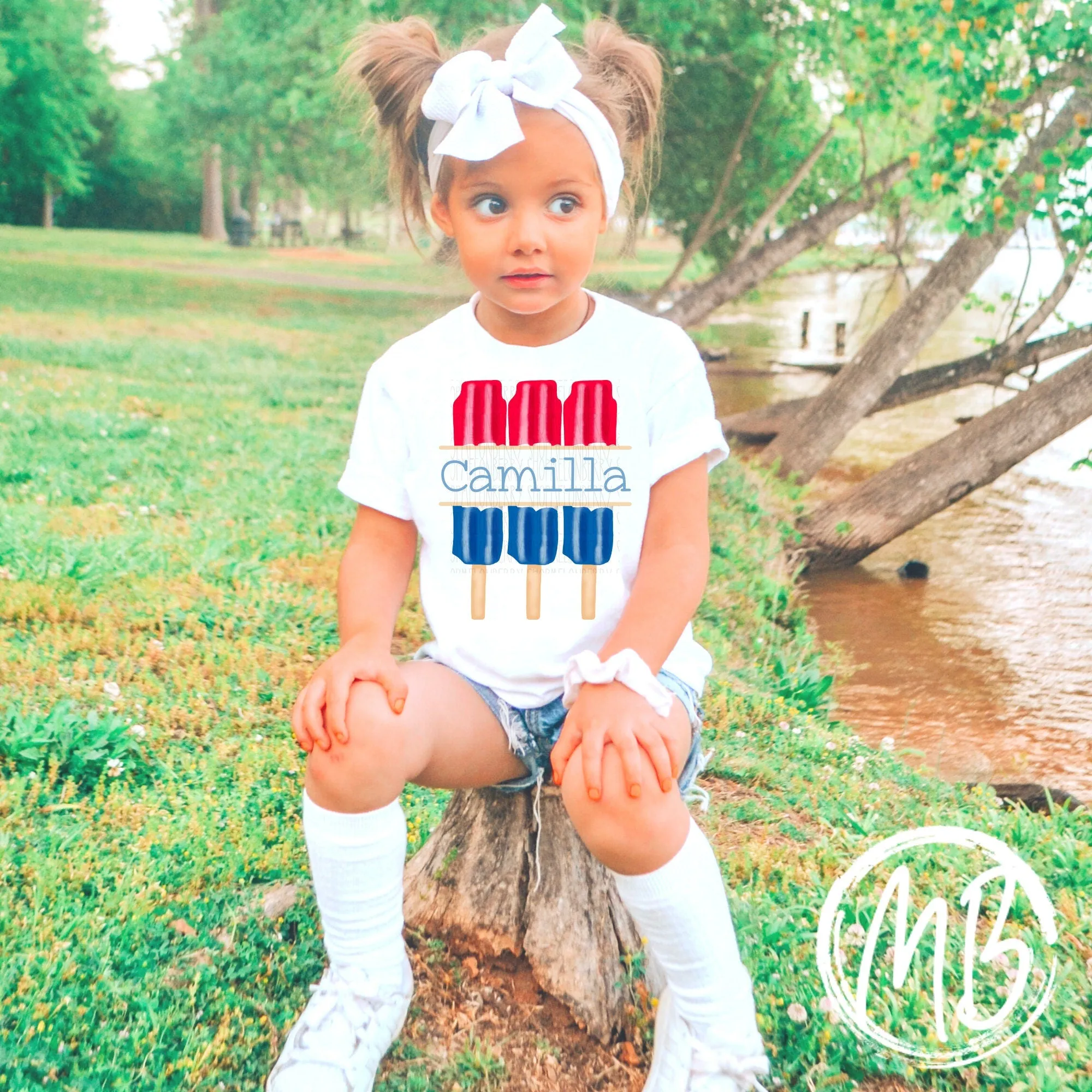 Red White & Blue Pop w/name Tee