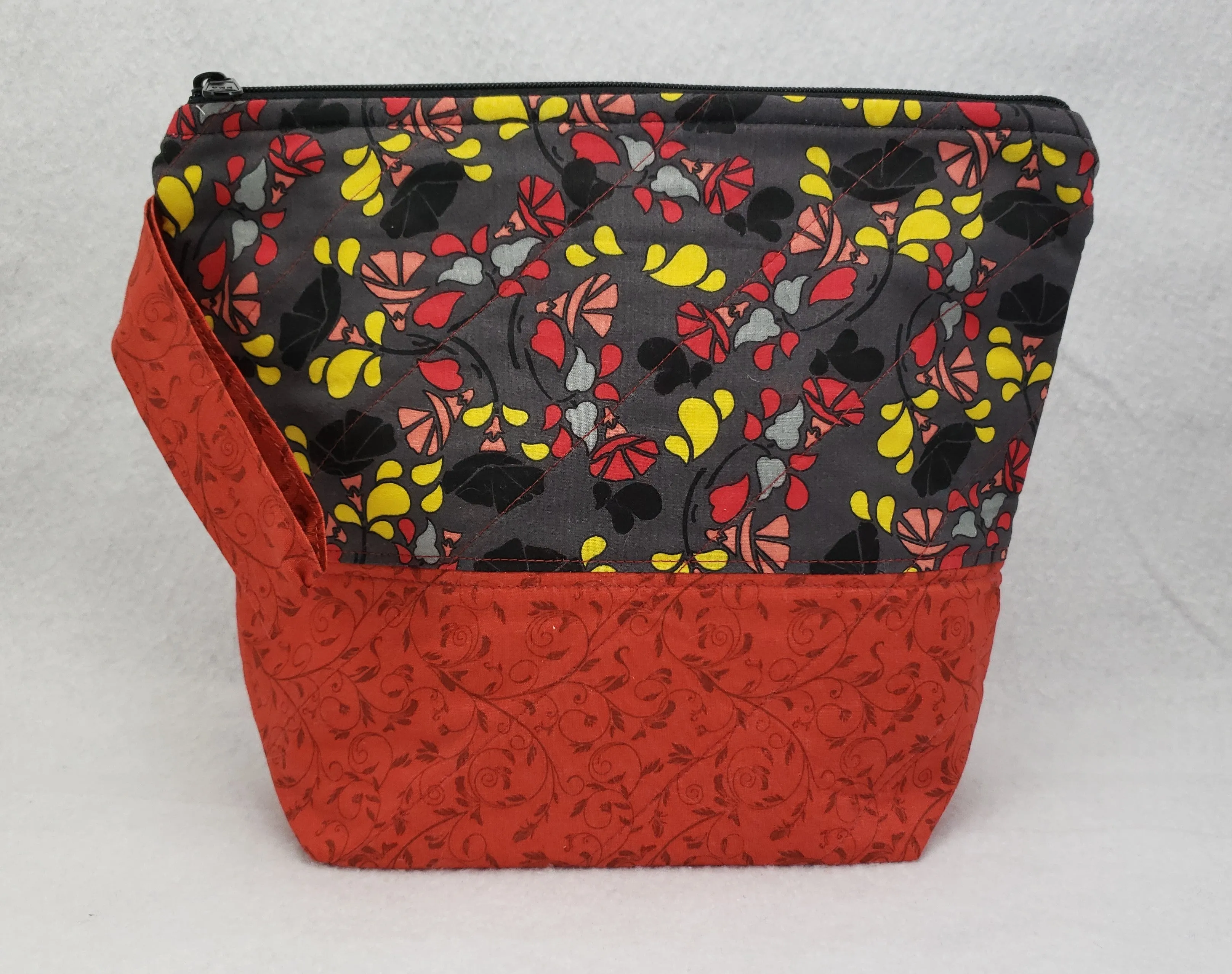 Red with Black Flowers - Project Bag - Small