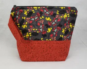 Red with Black Flowers - Project Bag - Small