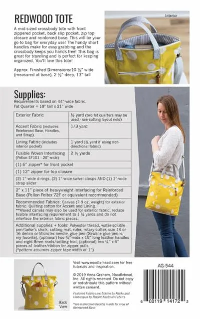 Redwood Tote Pattern by Noodlehead