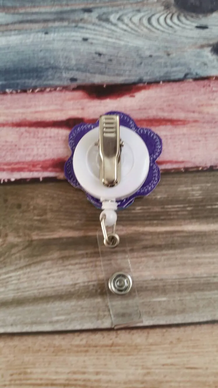 Retractable Badge Reel - flower - red - Retractable Badge Holder - uniform - ID Holder - Nurse Gift - Hospital Employee Gift - badge holder