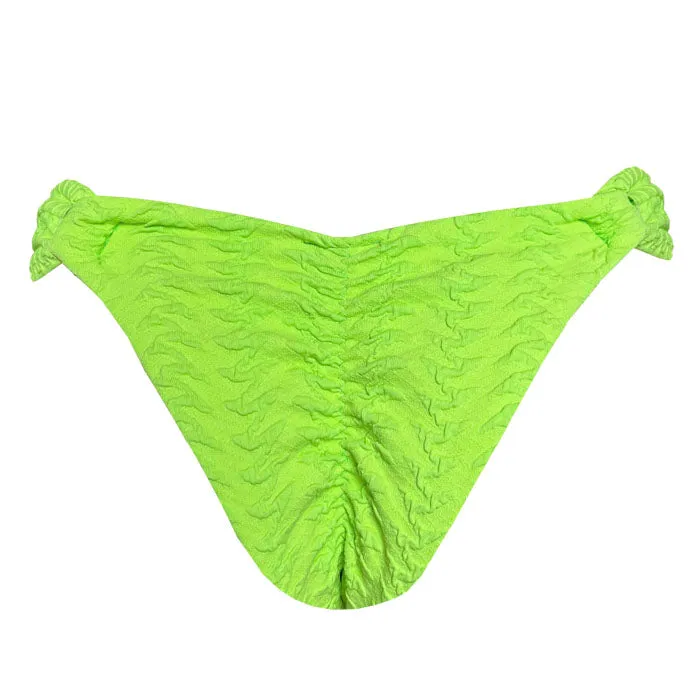 Ribbed Green Apple Brazilian Classic Side Scrunch Bikini Bottom
