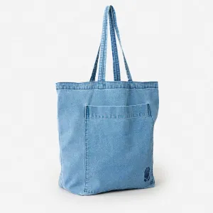 Rip Curl Distressed Denim Tote Bag Mid Blue