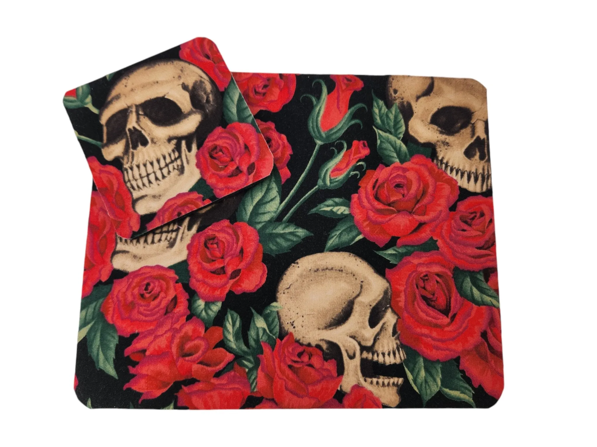 Rose and Skull desk set, mouse pad, coaster