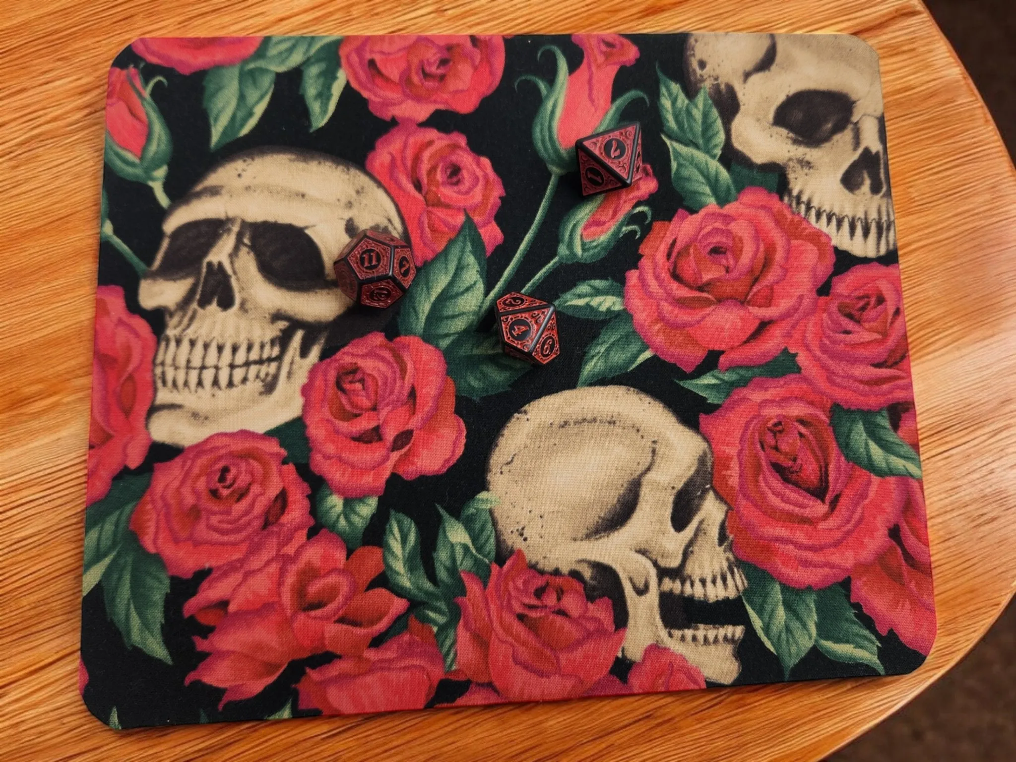 Rose and Skull desk set, mouse pad, coaster
