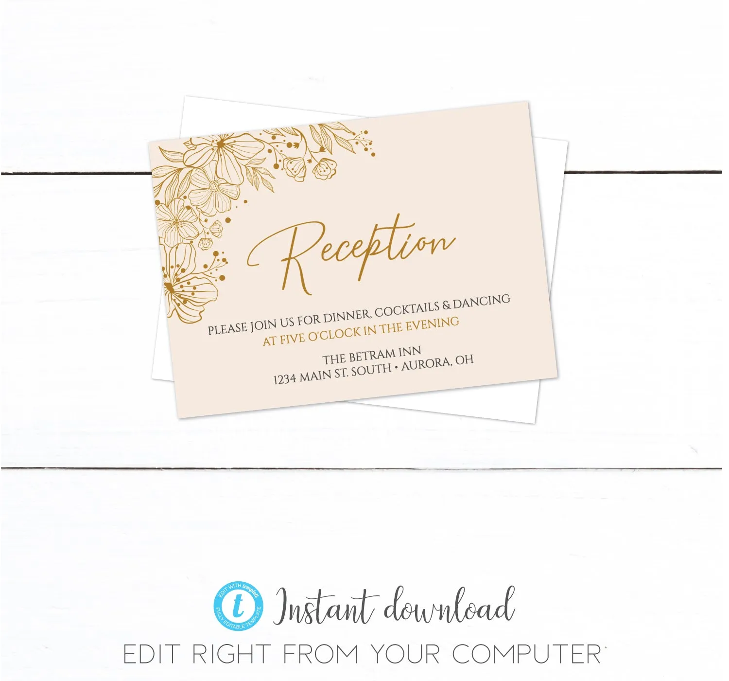 Rose Gold Floral Wedding Invitation Set