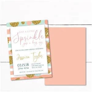 Rose Gold Glitter Baby Sprinkle Invitation - Rose Gold Glitter Baby Shower Invitation