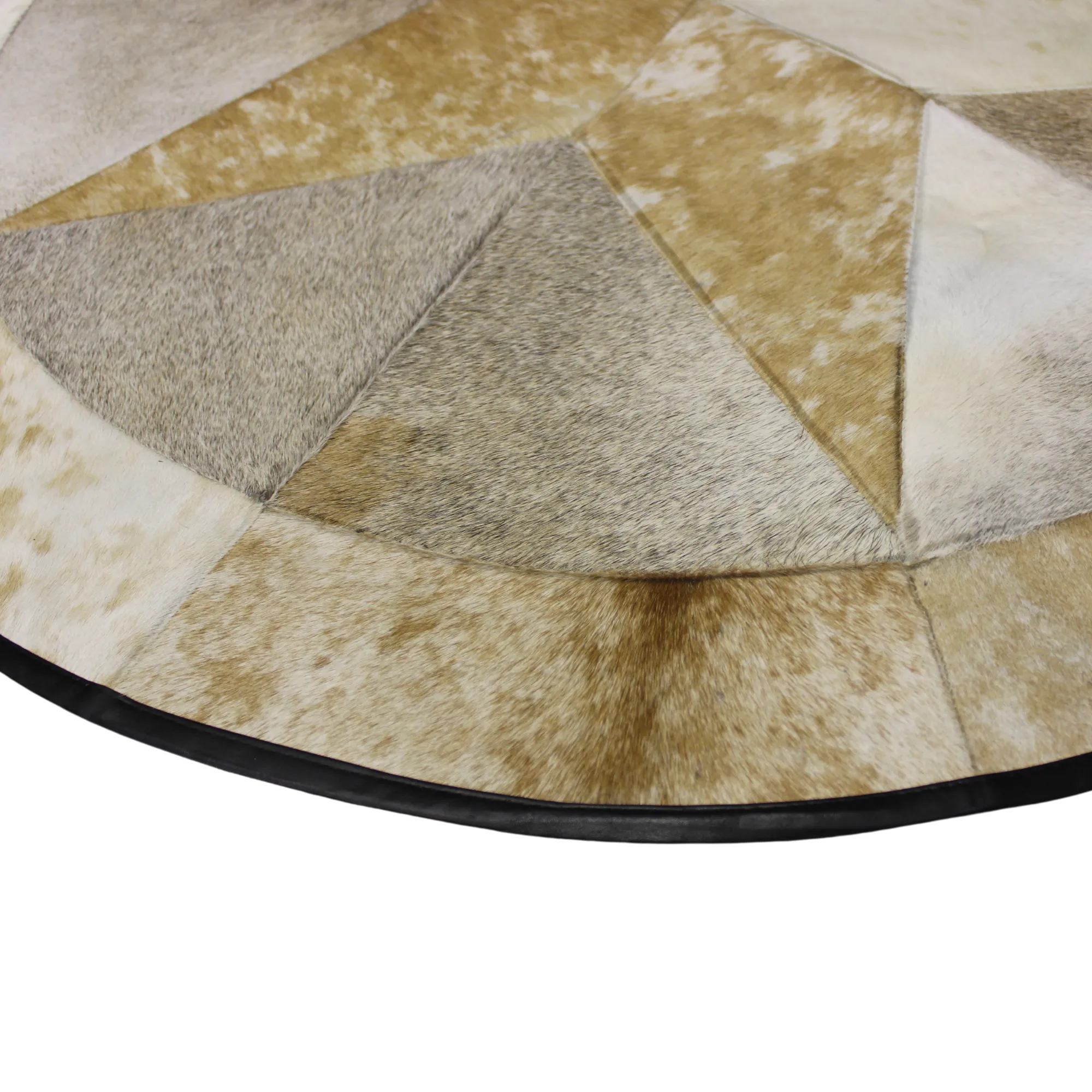 Round Patchwork Star Cowhide Rug - Size 40 Inches