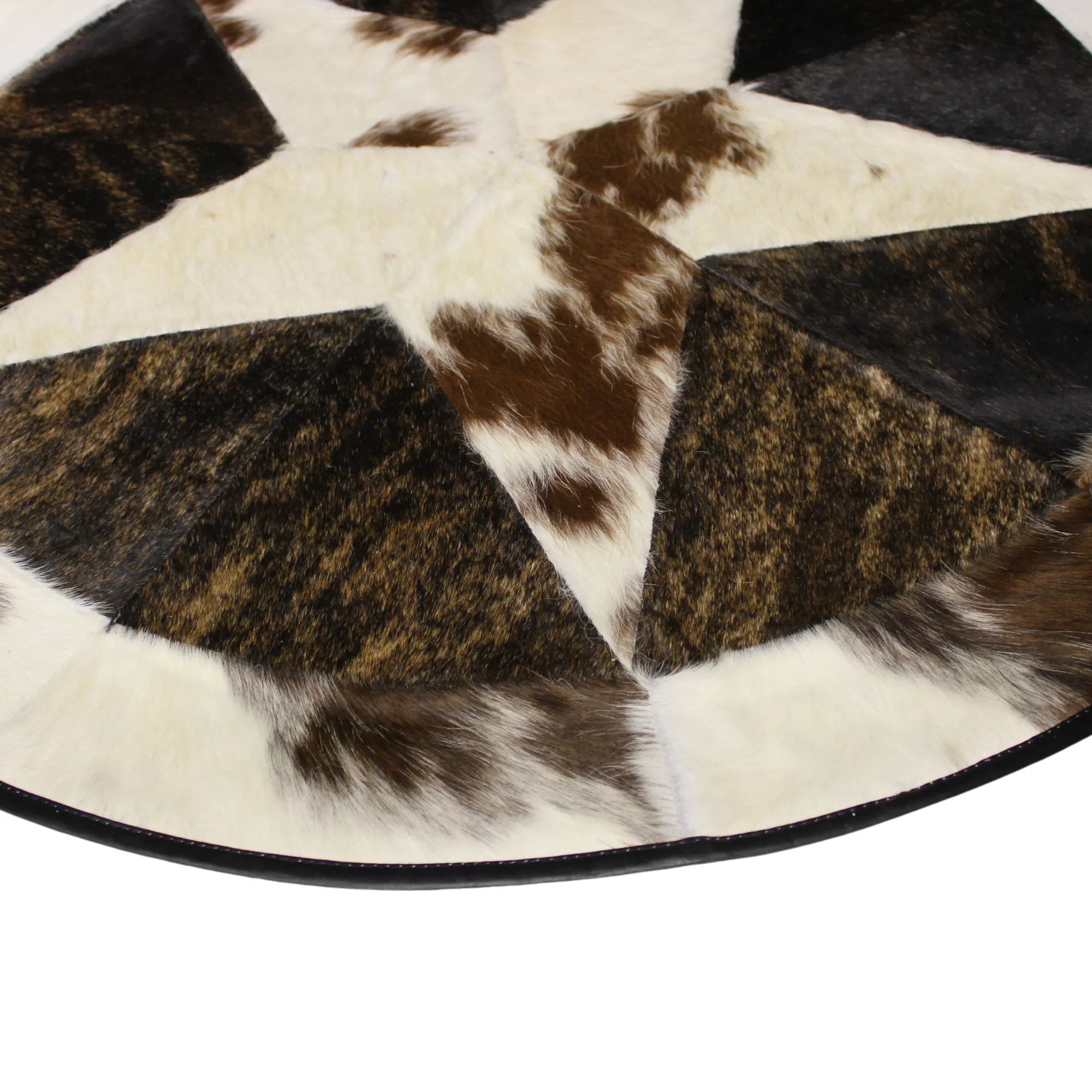 Round Patchwork Star Cowhide Rug - Size 40 Inches