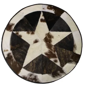 Round Patchwork Star Cowhide Rug - Size 40 Inches
