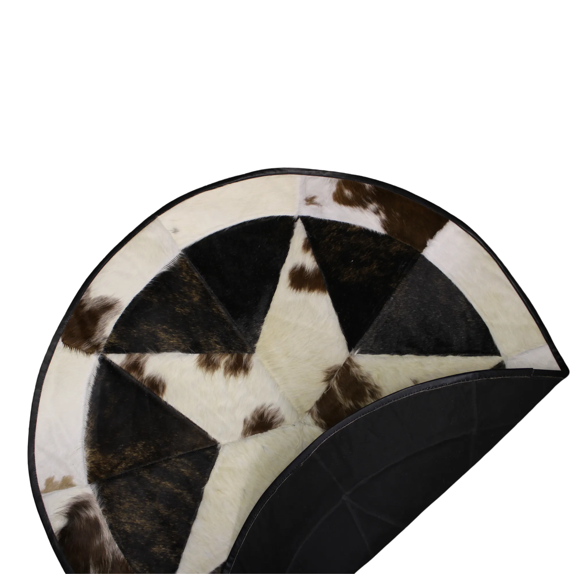 Round Patchwork Star Cowhide Rug - Size 40 Inches