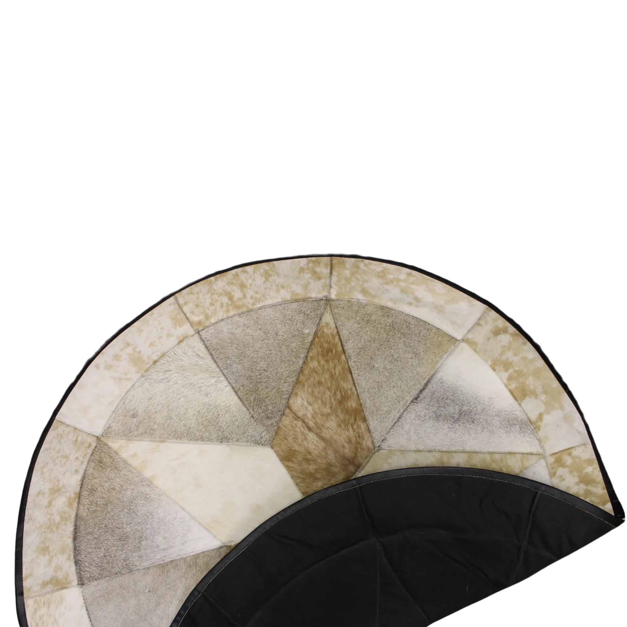 Round Patchwork Star Cowhide Rug - Size 40 Inches