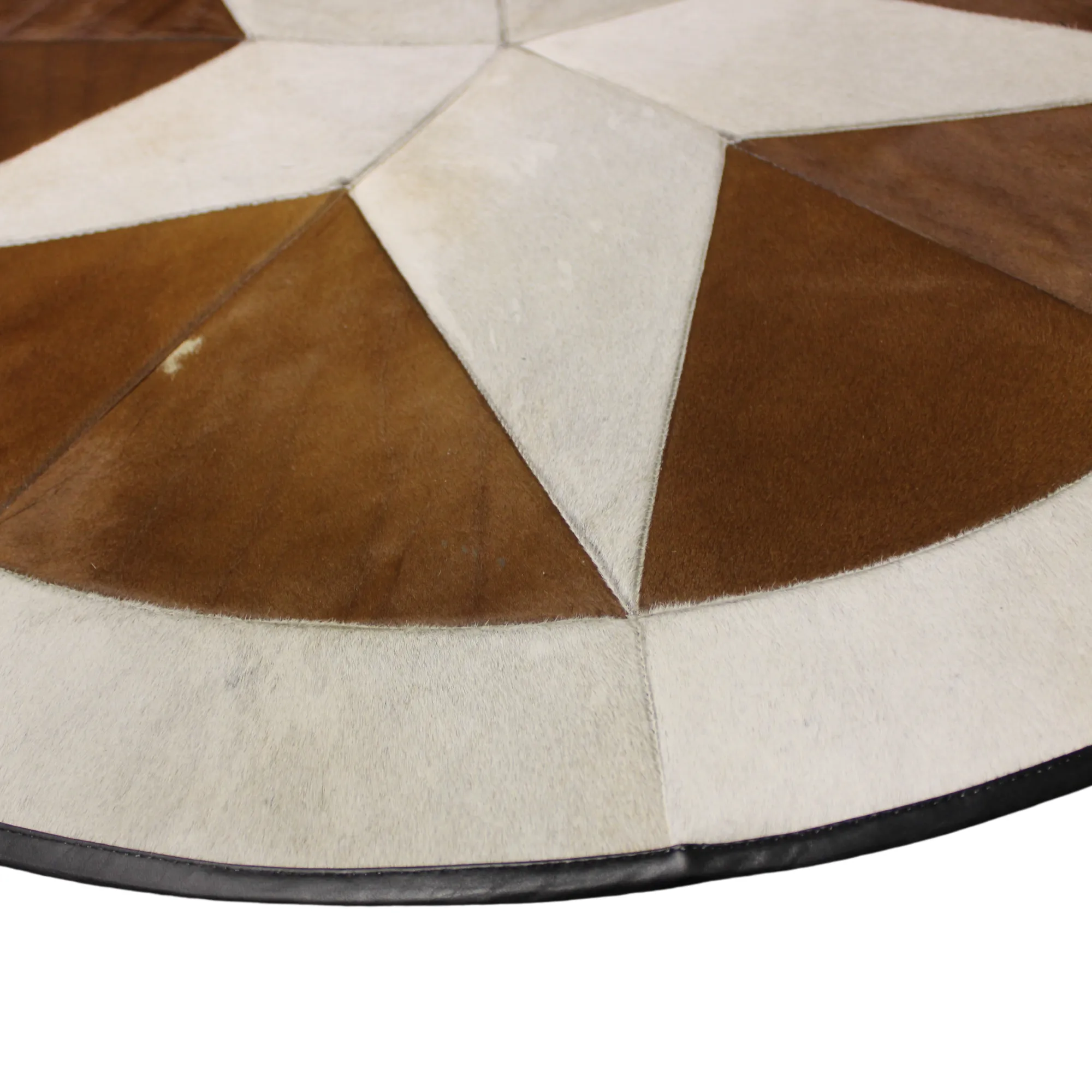 Round Patchwork Star Cowhide Rug - Size 40 Inches