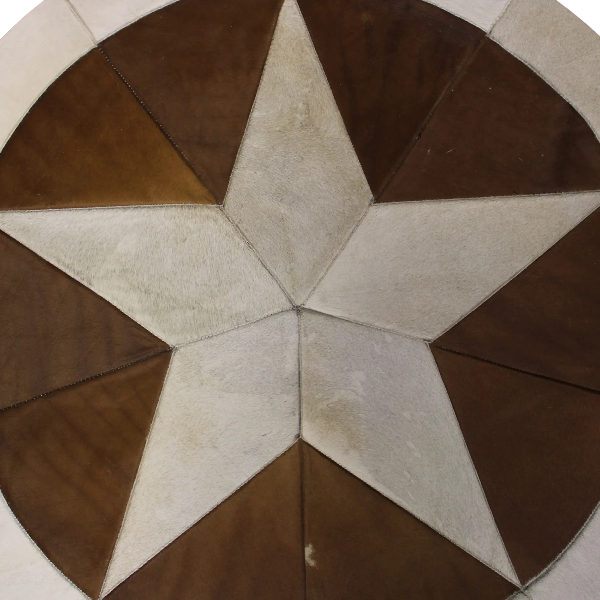 Round Patchwork Star Cowhide Rug - Size 40 Inches