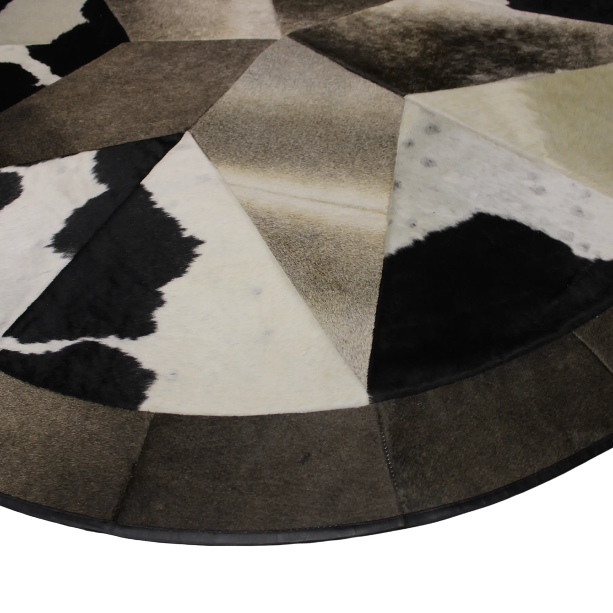 Round Patchwork Star Cowhide Rug - Size 60 Inches