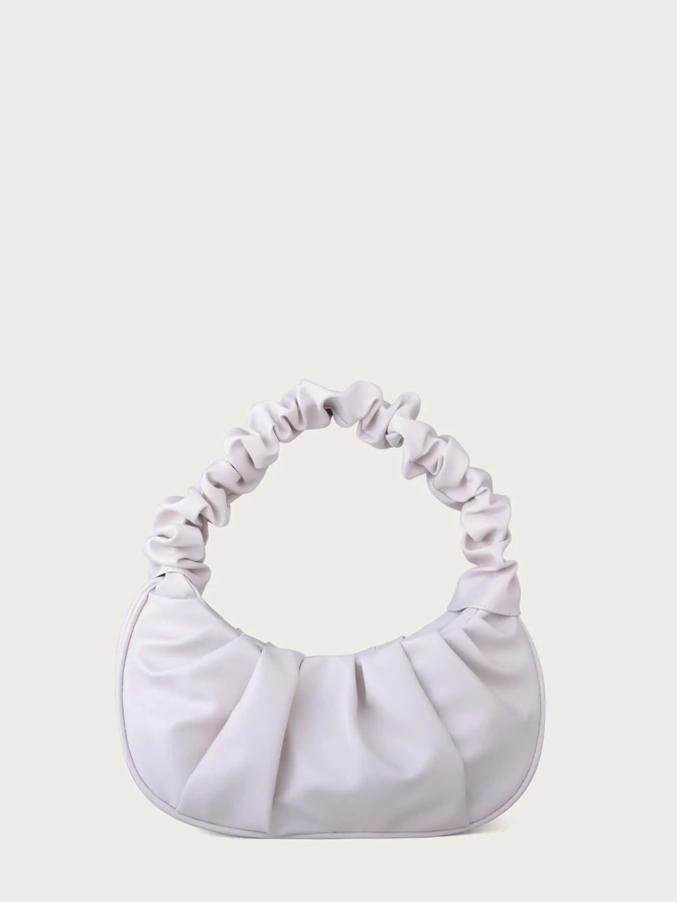 Ruched Baguette Bag - White