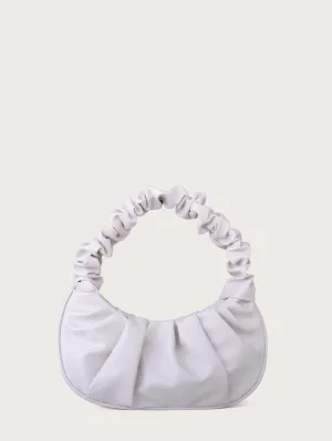 Ruched Baguette Bag - White