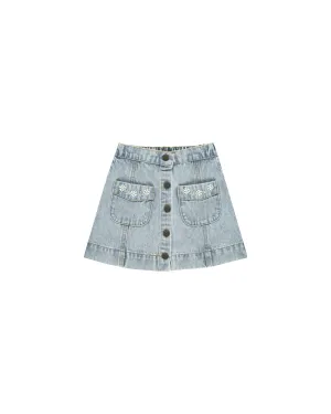 Rylee & Cru Denver Skirt Light Washed Denim
