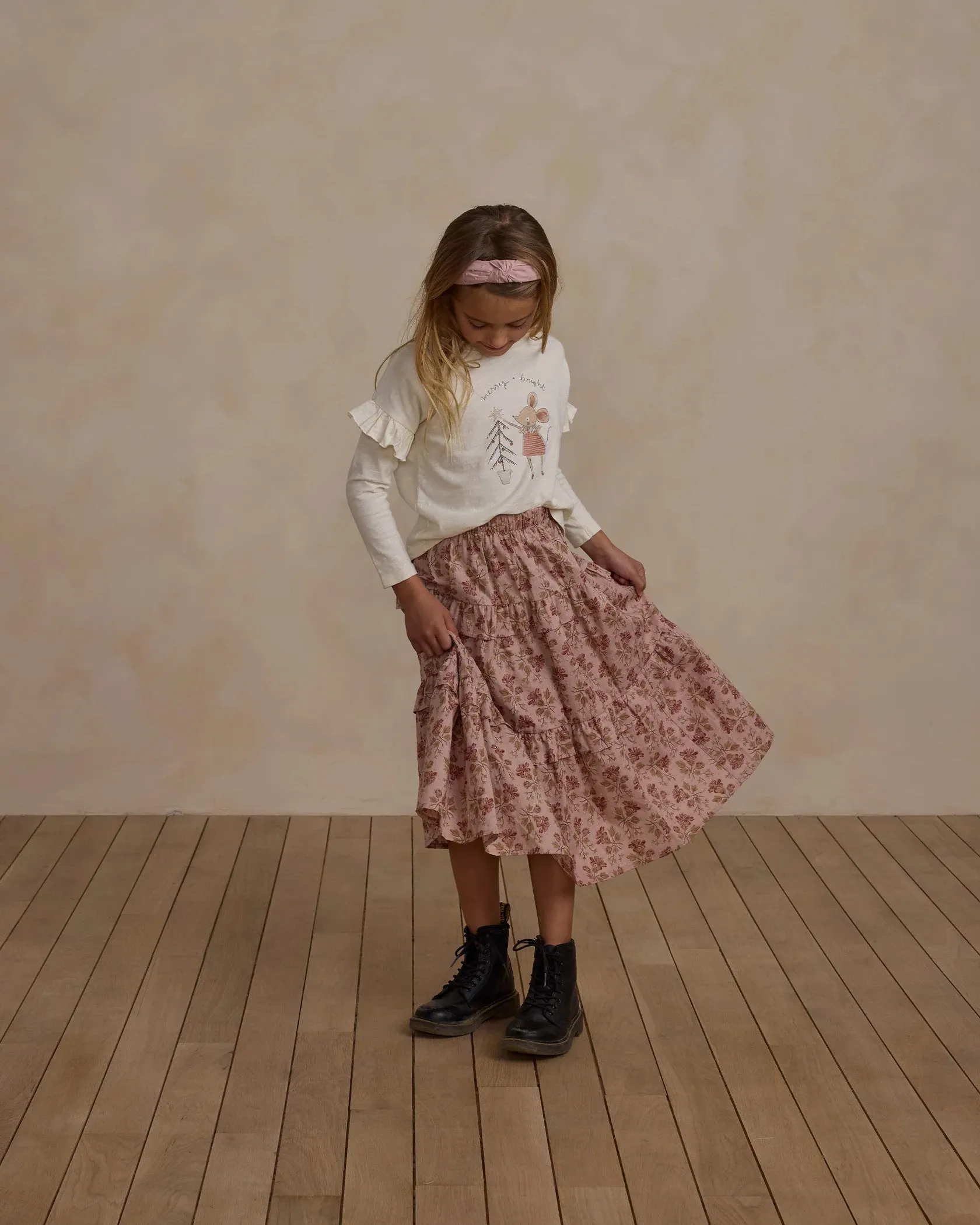 RYLEE   CRU Ruffle Long Sleeve Tee || Mouse