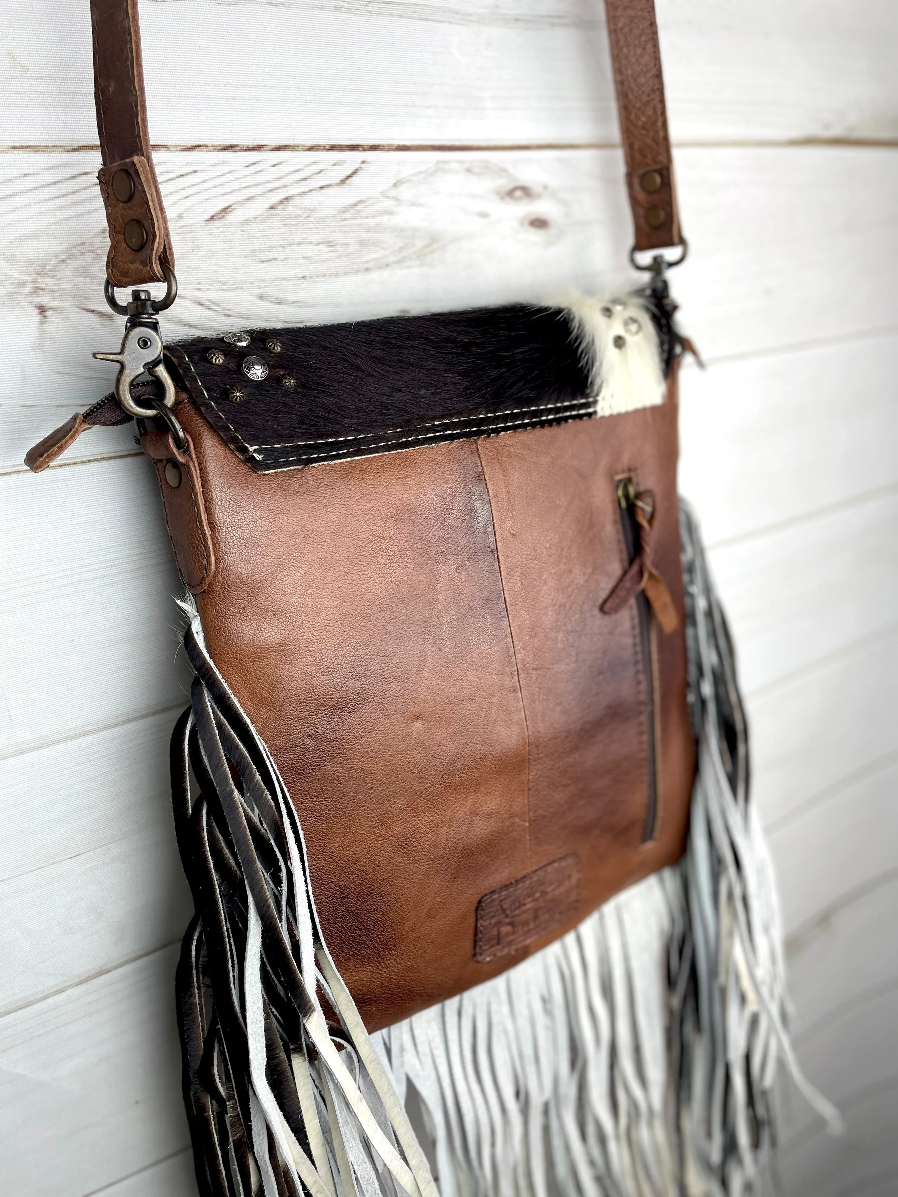 SALE! Vegas Black & White Cowhide Crossbody Handbag