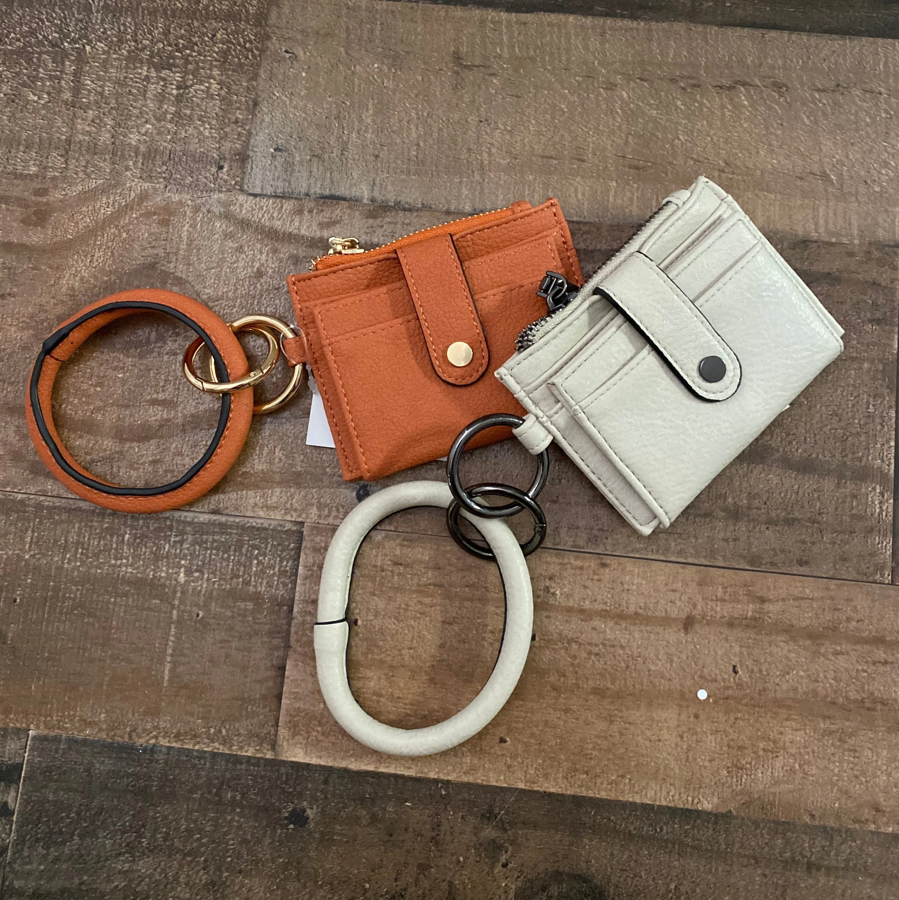 Sammie Mini Snap Wallet / Card Holder with Ring - Burnt Coral or Bone