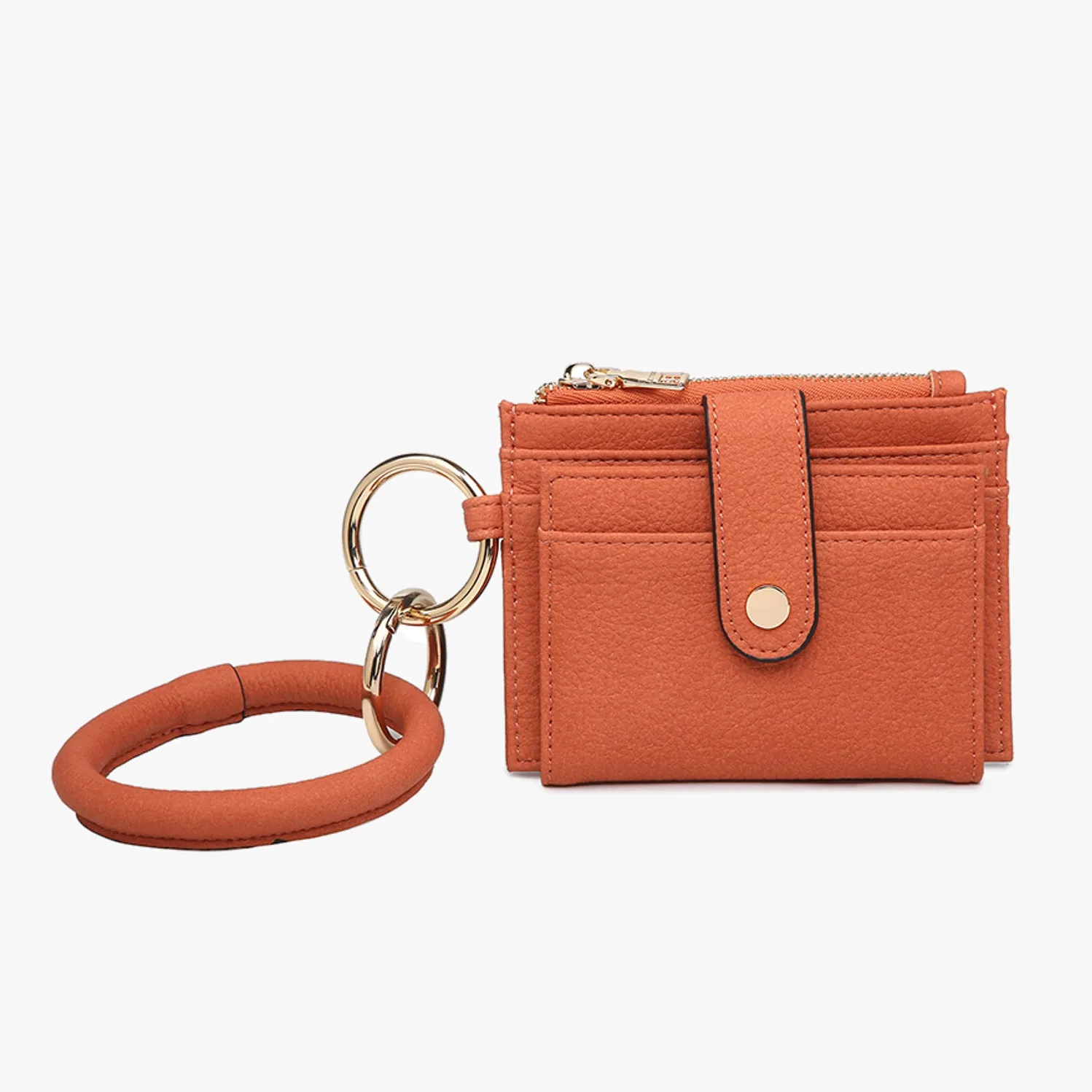Sammie Mini Snap Wallet / Card Holder with Ring - Burnt Coral or Bone
