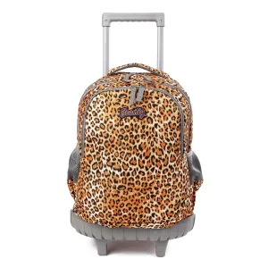 seastig Yellow Leopard Chhetah Print Rolling Backpack 18 inch Kids Backpack with Wheels