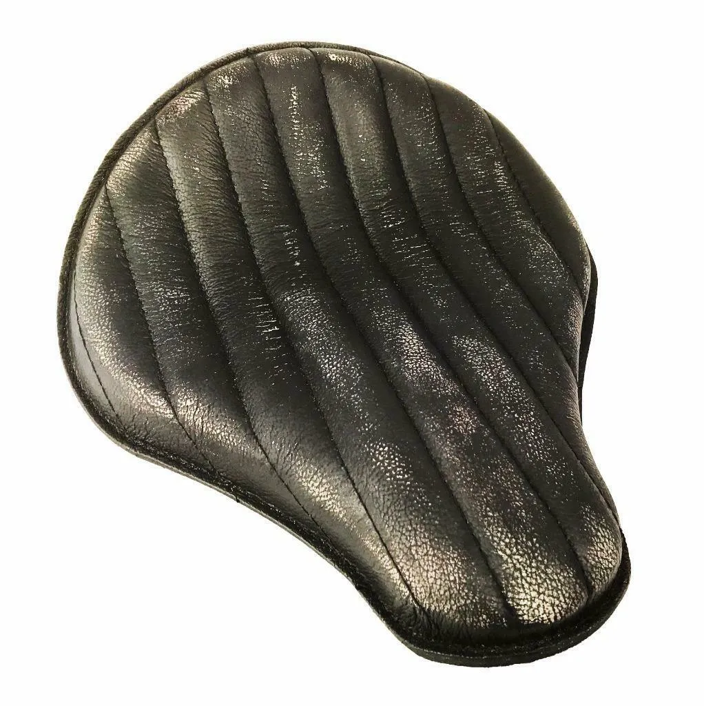 Seat Chopper Harley Sportster Bobber Yamah 12x13" Black Distres Tuck Roll Brown