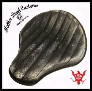 Seat Chopper Harley Sportster Bobber Yamah 12x13" Black Distres Tuck Roll Brown