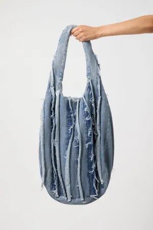SENSES DENIM MAXI BAG | DISTRESSED BLUE