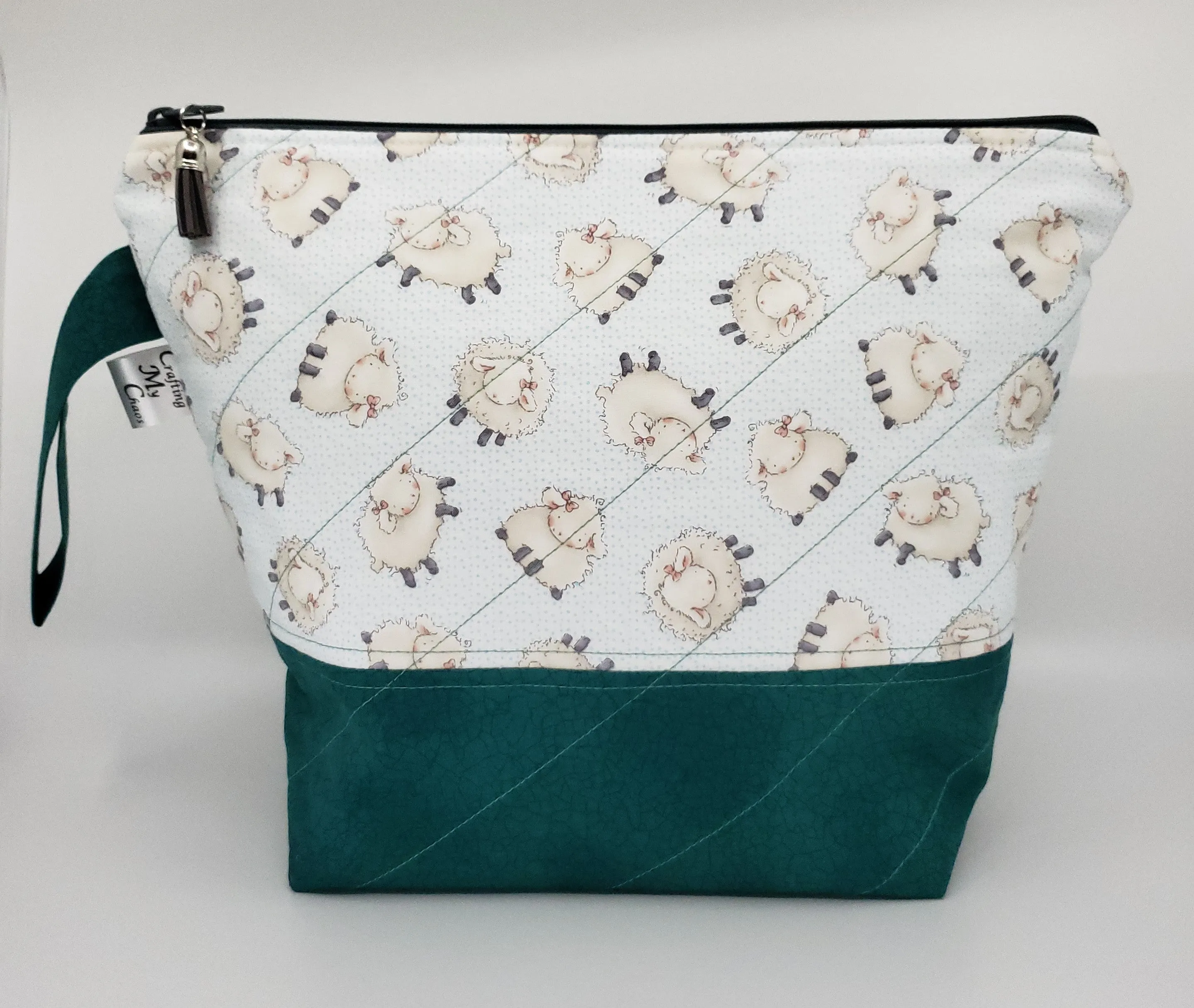 Sheep on Teal - Project Bag - Medium