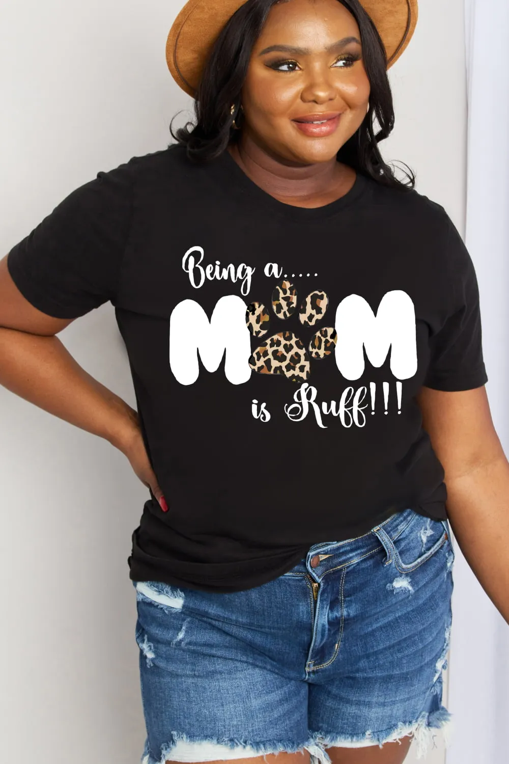 Simply Love Brand-BEING A MOM IS RUFF Graphic Cotton Tee (2 Colors)