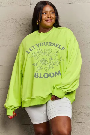 Simply Love Full Size LET YOURSELF BLOOM Graphic Sweatshirt