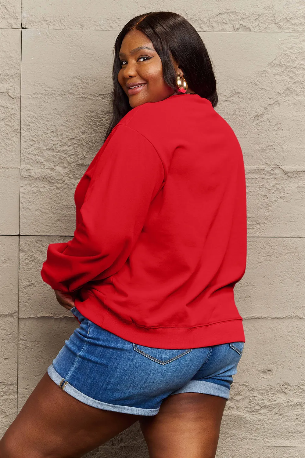 Simply Love Full Size MERRY AND BRIGHT Graphic Sweatshirt (3 Colors)