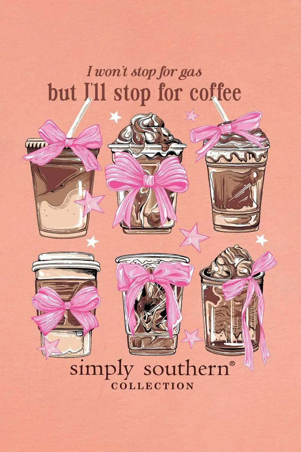 Simply Southern Plus Size Coffee Cups T-Shirt for Women in Peach | EXT-SS-COFFEE-PEACH