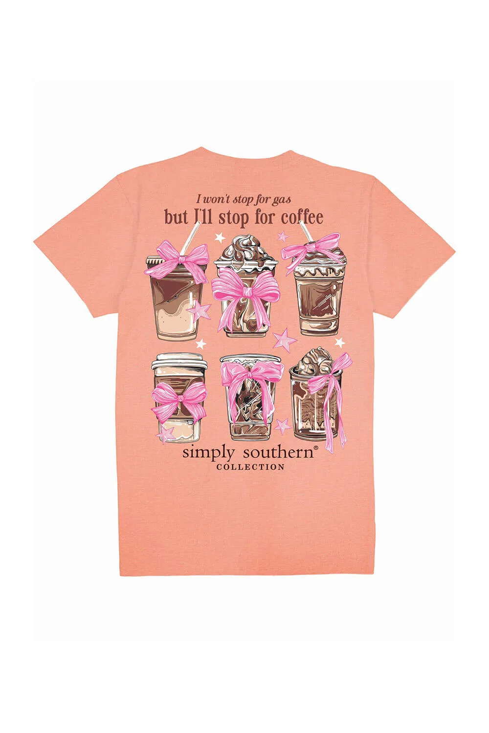 Simply Southern Plus Size Coffee Cups T-Shirt for Women in Peach | EXT-SS-COFFEE-PEACH