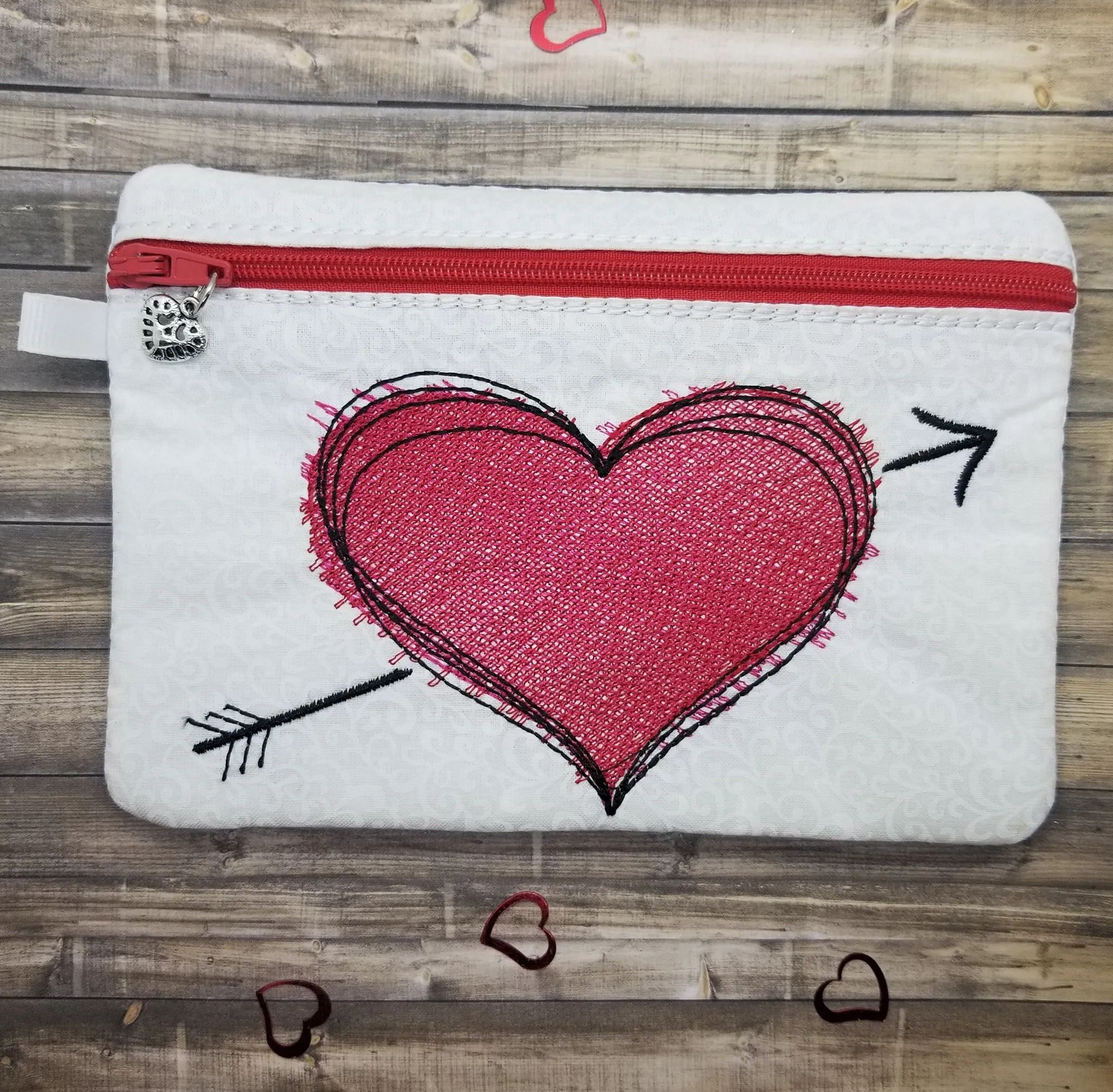Sketchy heart ITH bag 5 sizes available machine embroidery design DIGITAL DOWNLOAD